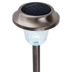 Lot de 6 lampes LED extérieur Gustav avec piquet de terre acier inoxydable acrylique LED blanc froid hauteur 39cm