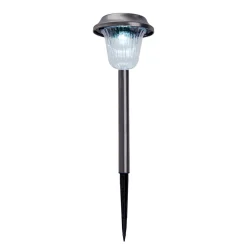 Lot de 6 lampes LED extérieur Gustav avec piquet de terre acier inoxydable acrylique LED blanc froid hauteur 39cm