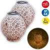 Lot de 2 lampes solaires décoratives à LED D: 18 cm Décoration extérieure en métal blanc avec LED intégrées