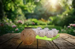 Lot de 2 lampes solaires décoratives à LED D: 18 cm Décoration extérieure en métal blanc avec LED intégrées