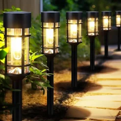 Lot de 2 lampes solaires extérieures, éclairage LED - Noir - Linxor