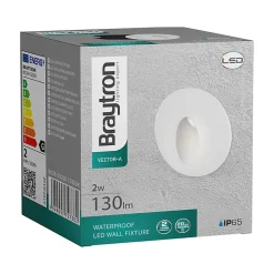 lot de 10 mini spots LED mural BRAYTRON Vector B, rond, noir, 2W, 3000K, IP65