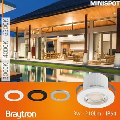 Lot de 10 mini spots LED rond 3 couleurs 3W 6500K IP54