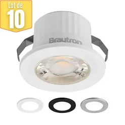 Lot de 10 mini spots LED rond 3 couleurs 3W 3000K IP54