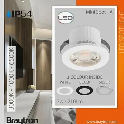 Lot de 10 mini spots LED rond 3 couleurs 3W 3000K IP54