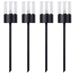 Lot de 4 piques décoratives solaires FUEGO avec effet flamme H : 37 cm