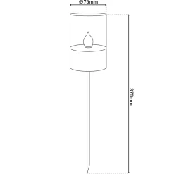 Lot de 4 piques décoratives solaires FUEGO avec effet flamme H : 37 cm