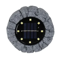 Lot de 4 piquets de terre solaires à LED 'KIAN' , pour l'extérieur, lampe de sol en plastique gris, avec LED intégrée