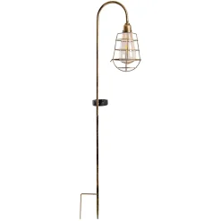 Lot de 2 piquets de terre LED décoratifs solaires GITTI extérieur métal plastique laiton vieilli LED intégrée H 76,5cm