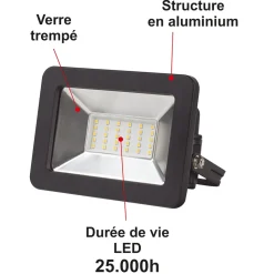 Lot de 4 projecteurs LED 30W/IP65/IK10/2700lm/4000K connexion directe - sans câble - garantie 5 ans