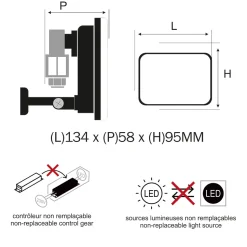 Lot de 5 projecteurs LED 20W/IP65/IK10/1800lm/4000K connexion directe - sans câble - garantie 5 ans
