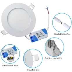 Lot de 3 Spot Encastrable Led Downlight Panel Extra plat 12w Blanc Froid 6000k, Diamètre : 168mm