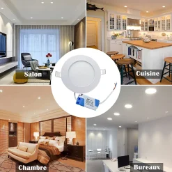 Lot de 50 Spot Encastrable Led Downlight Panel Extra plat 5w Blanc Chaud 3000k