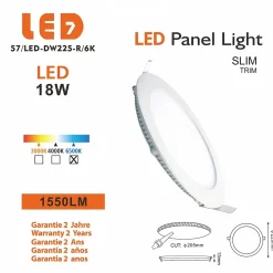Lot de 3 Spot Encastrable Led Downlight Panel Extra plat 18w Blanc Froid 6000k