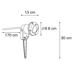 Lot de 3 spots de jardin noirs avec cordon et prise IP65 - Done