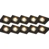 Lot de 10 spots encastrés carrés noirs - Qure