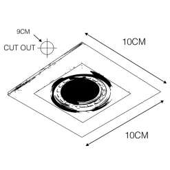 Lot de 10 spots encastrés carrés noirs - Qure