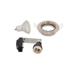 Lot de 5 Spots Encastrés Metal brossé - ORIENTABLE - Ampoule LED GU10 incluses - cons. 5W (eq. 50W) - 345 lumens - Blanc chaud