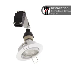 Lot de 5 Spots Encastrés Metal Blanc - Orientables - Ampoules LED GU10 incluses - cons. 4W (eq. 50W) - 345 lumens - Blanc neutre