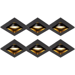 Lot de 6 spots encastrés modernes noirs orientables - Qure