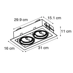 Lot de 6 spots encastrés noirs AR111 orientables 2 lumières - Oneon