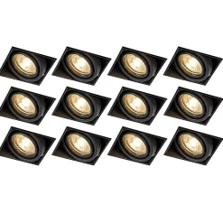 Lot de 12 spots encastrés noirs GU10 orientables sans bordure - Oneon