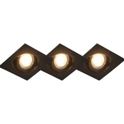 Lot de 3 spots encastrés noirs avec LED à intensité variable 3 niveaux - Miu