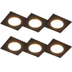 Lot de 6 spots encastrés noirs avec LED à intensité variable 3 niveaux IP65 - Simply