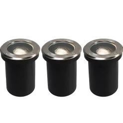 Lot de 3 spots encastrés pour extérieur en acier orientables IP65 - Delux