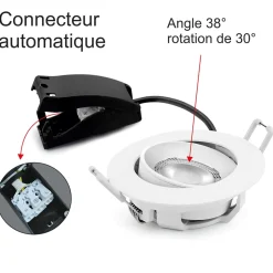 Lot de 3 spots LED encastrable IP44 orientable - salle de bain - 4,8W 400 LM 3000K - garantie 3 ans