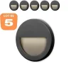 Lot de 5 spots LED mural VEKTAB2 rond noir 3W 3000K IP65