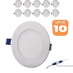 Lot de 10 spots LED ronds extra plats 18W 3000K