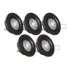 Lot de 5 spots noirs encastrables LED avec ampoules incluses, culot GU10, 345 Lumens, équivalence 50 W, 2700K, Blanc chaud