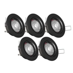 Lot de 5 spots noirs encastrables LED avec ampoules incluses, culot GU10, 345 Lumens, équivalence 50 W, 2700K, Blanc chaud