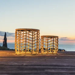 Lot de 2 tables basses solaire NERITA Marron Polyrotin D45CM