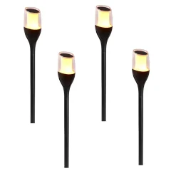 Lot de 4 torches solaires FARELY Noir Plastique H80 cm