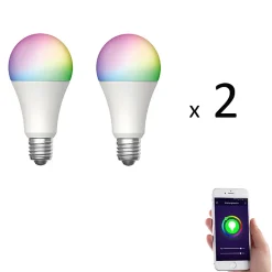 Lot de 2 x Ampoule E27 LED connectée RVB 8,5W 800 lm