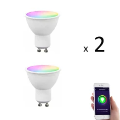 Lot de 2 x Ampoule GU10 LED connectée RVB 4,8W 380 lm