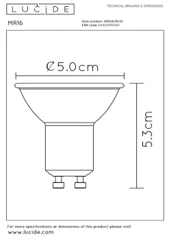 Lucide MR16 - Ampoule led - 5 cm - LED Dim. - GU10 - 3x5W 3000K - Blanc - Ensemble de 3