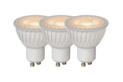 Lucide MR16 - Ampoule led - 5 cm - LED Dim. - GU10 - 3x5W 3000K - Blanc - Ensemble de 3