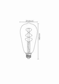 Lucide ST64 - Ampoule filament - 6,4 cm - LED Dim. - E27 - 1x4,9W 2200K - Ambre