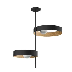 LUMICOM - ALLEY Plafonnier, 2XE27, max 42W, métal, noir/feuille d'or, 40cm