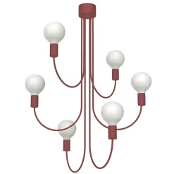 LUMICOM - AMERICA Plafonnier, 6XE27, max 42W, métal, rouge cowhide, 60cm