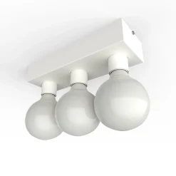 LUMICOM - BOSTON L Plafonnier, 3XE27, max 42W, métal, blanc mat, 10X30cm