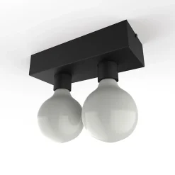 LUMICOM - BOSTON M Plafonnier, 2XE27, max 42W, métal, noir mat, 10X25cm