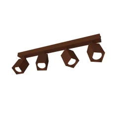 LUMICOM - BRINCK Plafonnier L, 4X GU10, max 33W, métal, corten, L.6cm