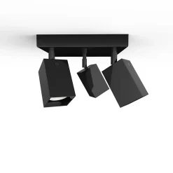 LUMICOM - BRINCK Q Plafonnier, 3X GU10, max 33W, métal, noir brillant, L.25cm