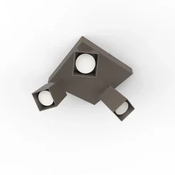 LUMICOM - BRINCK Q Plafonnier, 3X GU10, max 33W, métal, gris tourterelle brillant, L.25cm