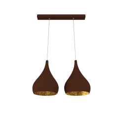 LUMICOM - CALICE LINEARE Suspension, 2x E27, max 42W, métal, corten/feuille d'or, D. 20cm