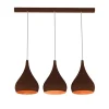 LUMICOM - CALICE LINEARE Suspension, 3x E27, max 42W, métal, corten/feuille de cuivre, D. 20cm